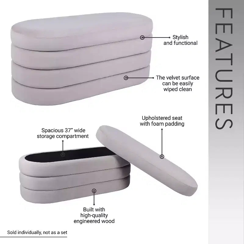 Banc de rangement moderne et élégant en tissu doux