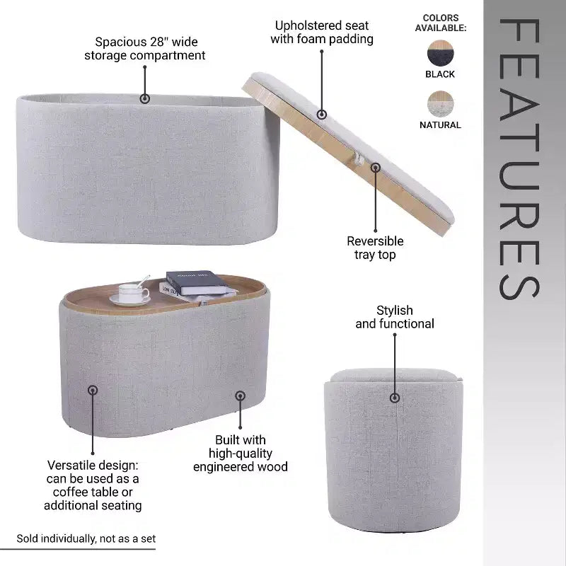 Banc de rangement moderne et élégant en tissu doux