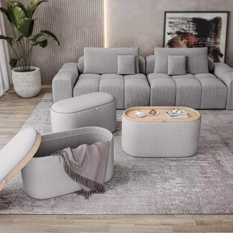 Banc de rangement moderne et élégant en tissu doux