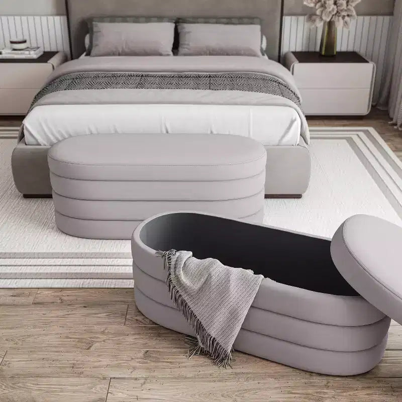 Banc de rangement moderne et élégant en tissu doux