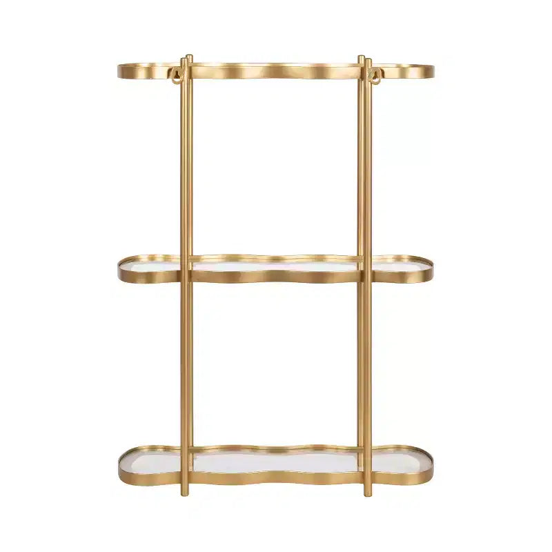 Étagère murale en verre et métal doré