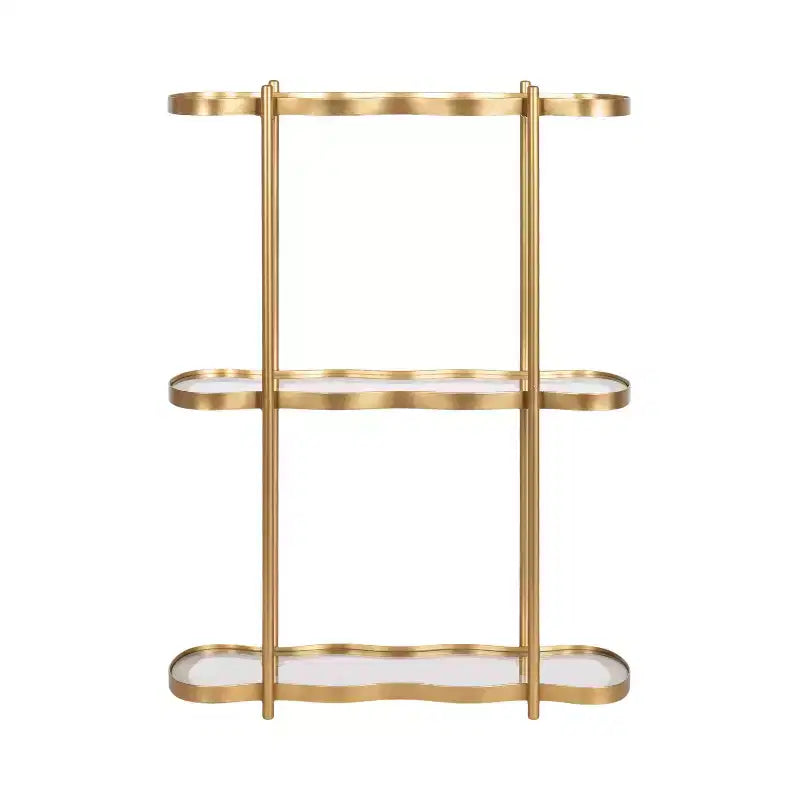 Étagère murale en verre et métal doré