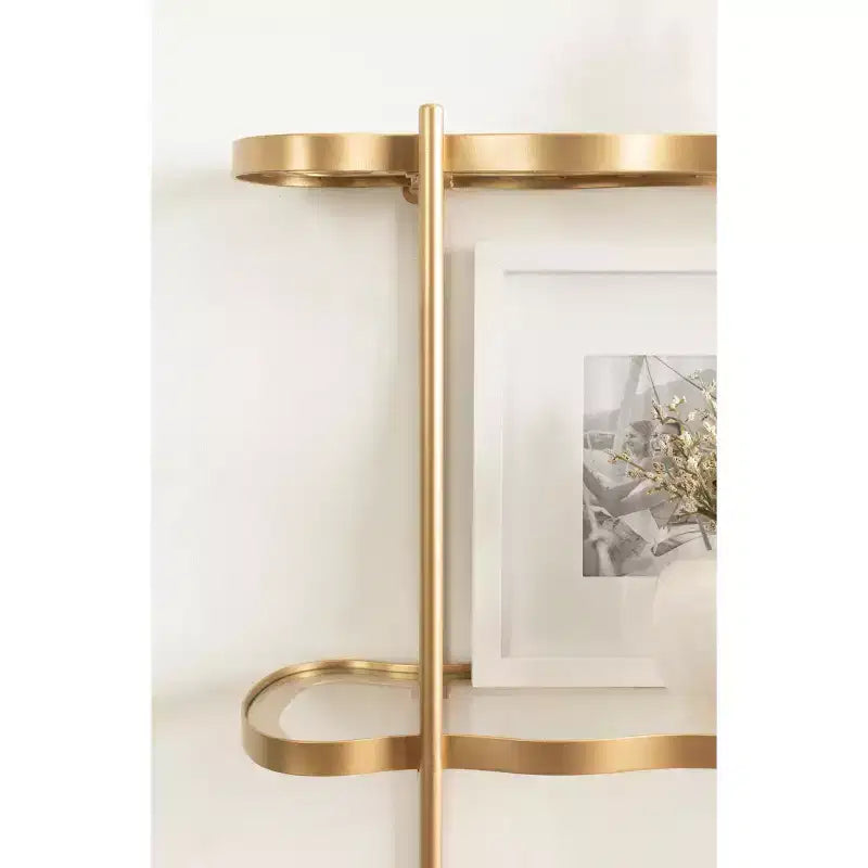 Étagère murale en verre et métal doré