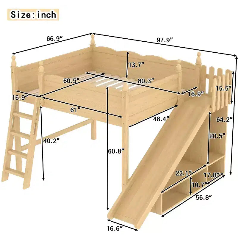 Cadre de lit mezzanine en bois
