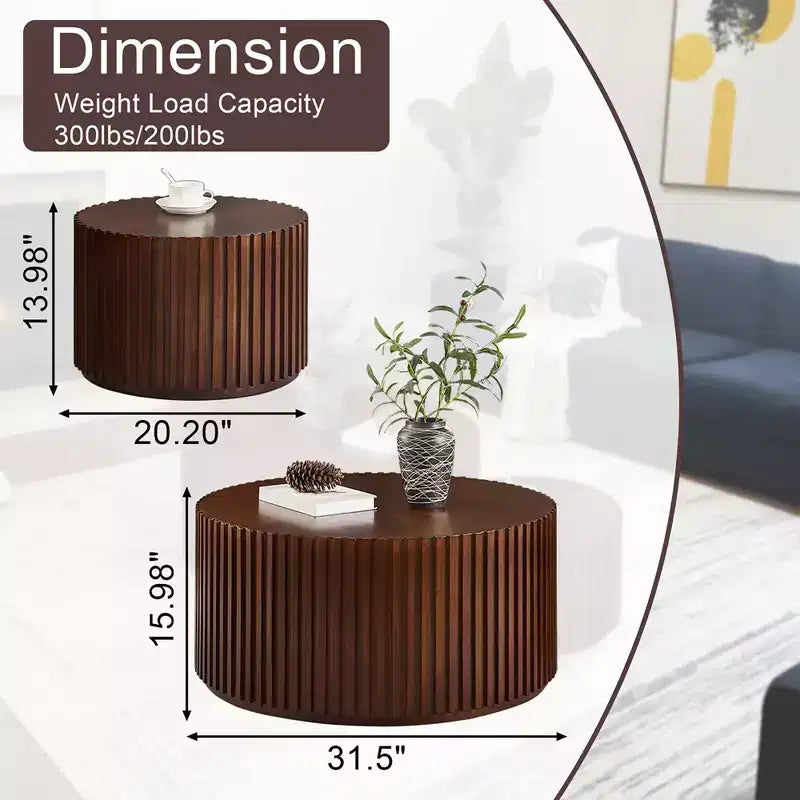 Table basse tambour ronde faite à la main
