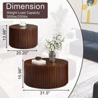 Table basse tambour ronde faite à la main