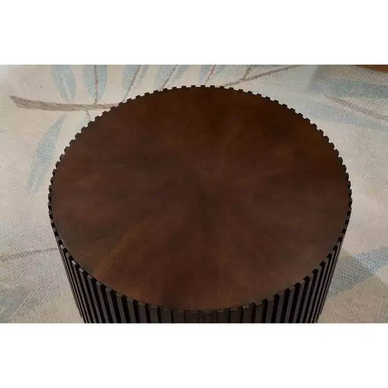 Table basse tambour ronde faite à la main