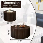 Table basse tambour ronde faite à la main