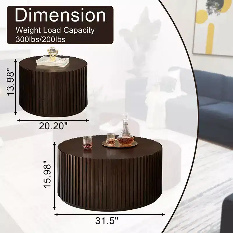 Table basse tambour ronde faite à la main