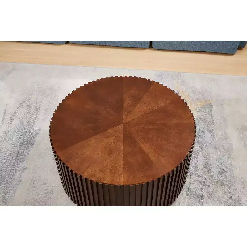 Table basse tambour ronde faite à la main