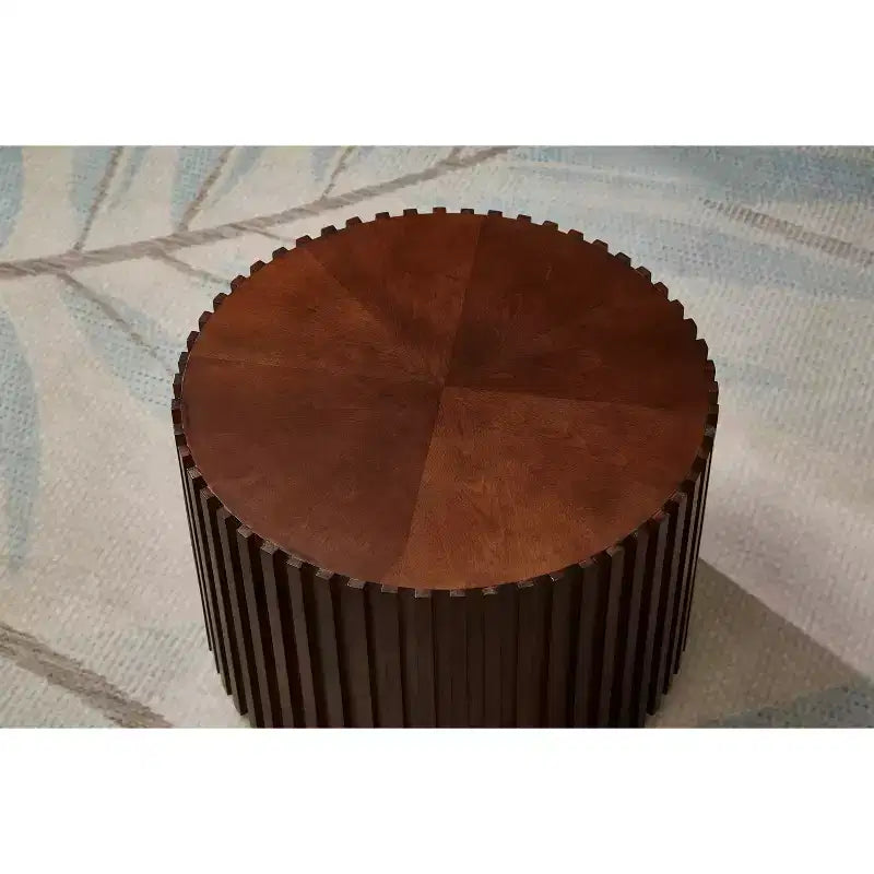 Table basse tambour ronde faite à la main