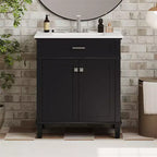 Bathroom Vanity Cabinet With Top Sink Modern Bathroom Storage Organizer With 2 Soft-close Doors Adjustable Shelves Bathroom Vanities