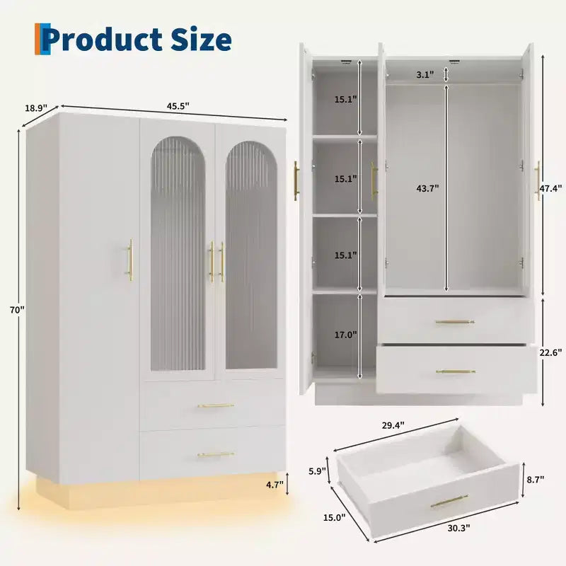avec armoire blanche à portes vitrées