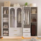 avec armoire blanche à portes vitrées