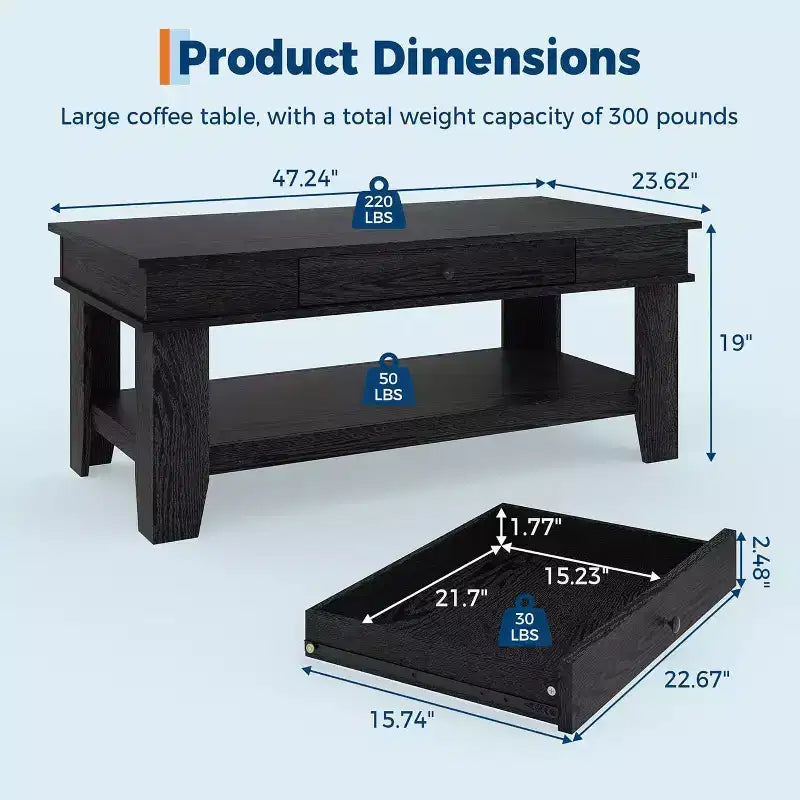 Table basse rectangulaire longue
