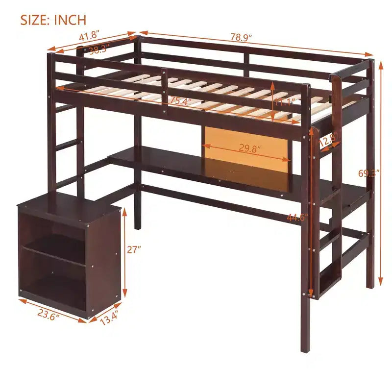 Lit mezzanine en bois